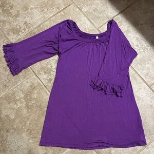 Purple Women's Ruffle Sleeve Top